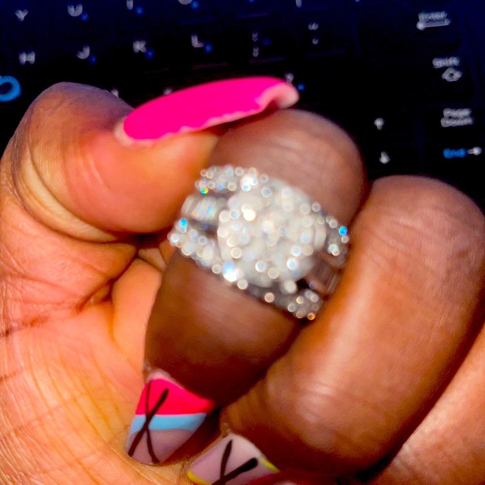 SOLD 14K 39 Natural Diamond Wedding Ring with evaluation report card—/SOLD